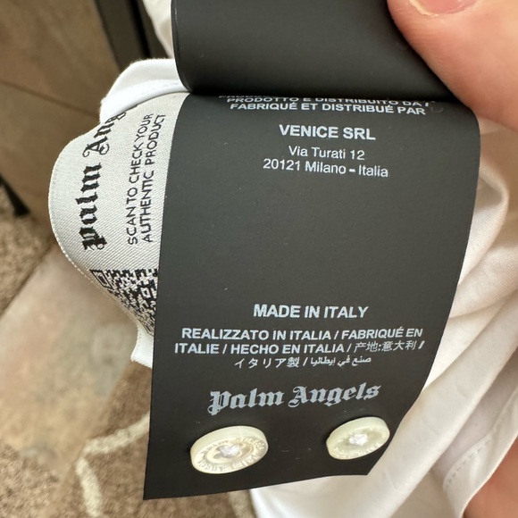 Palm Angels oversized elongated white gemstone back logo button down shirt - Picture 10 of 10